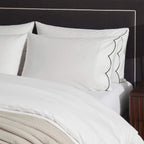 Dusklia - Pair of Simone Scallop Embroidered Edge Classic Pillowcase - Off White/Black