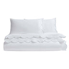 Dusklia - Simone 220 Thread Count Scallop Embroidered Edge Duvet Cover - White/Blue
