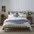 Dusklia - Simone Scallop Embroidered Edge Flat Sheet - Off White/Olive