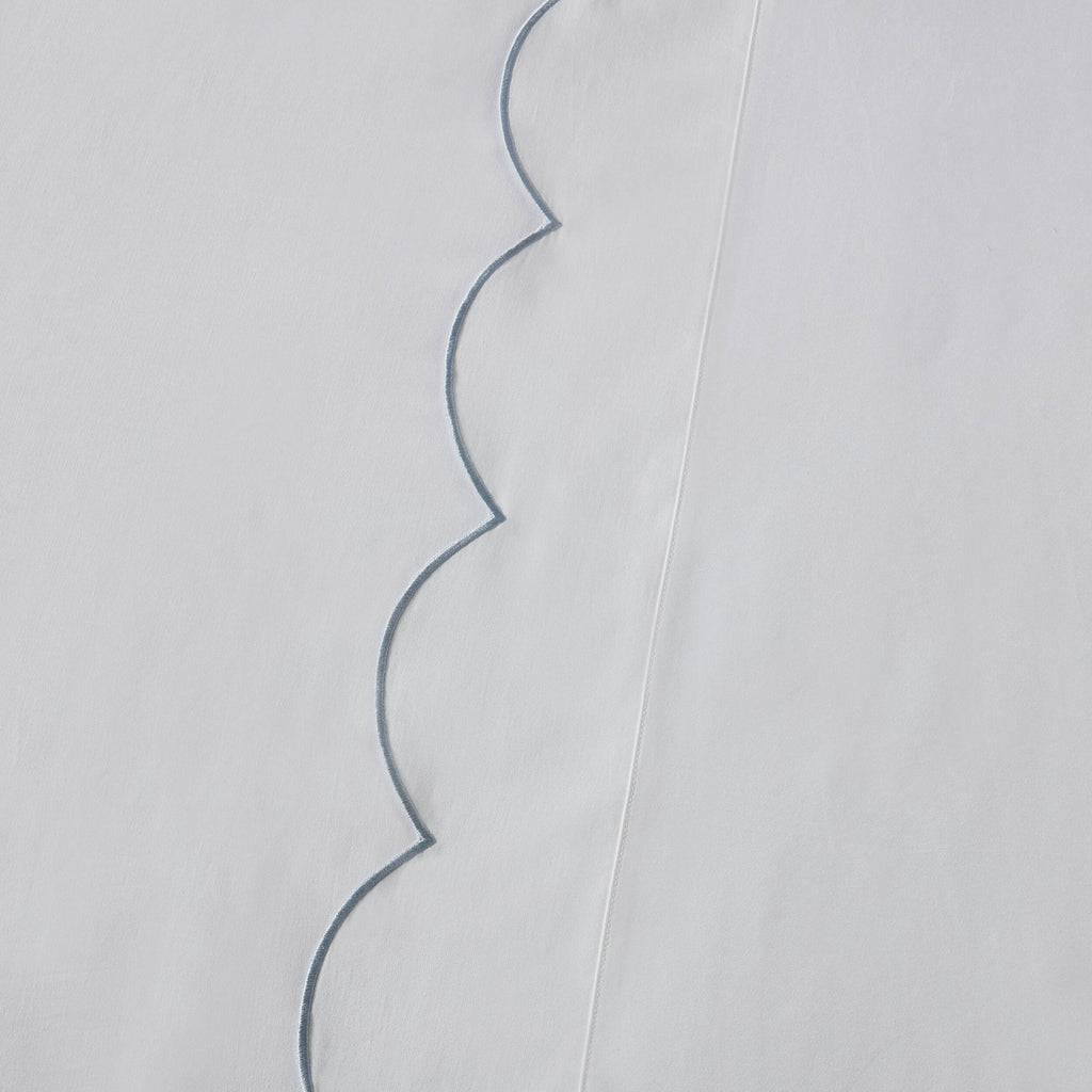 Dusklia - Pair of Simone Scallop Embroidered Edge Classic Pillowcase - White/Blue