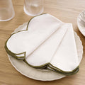 Dusklia - Simone Set of 4 Scallop Edge Napkins - Off White/Olive