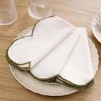 Dusklia - Simone Set of 4 Scallop Edge Napkins - Off White/Olive