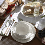 Dusklia - Simone Set of 4 Scallop Edge Napkins - Off White/Olive