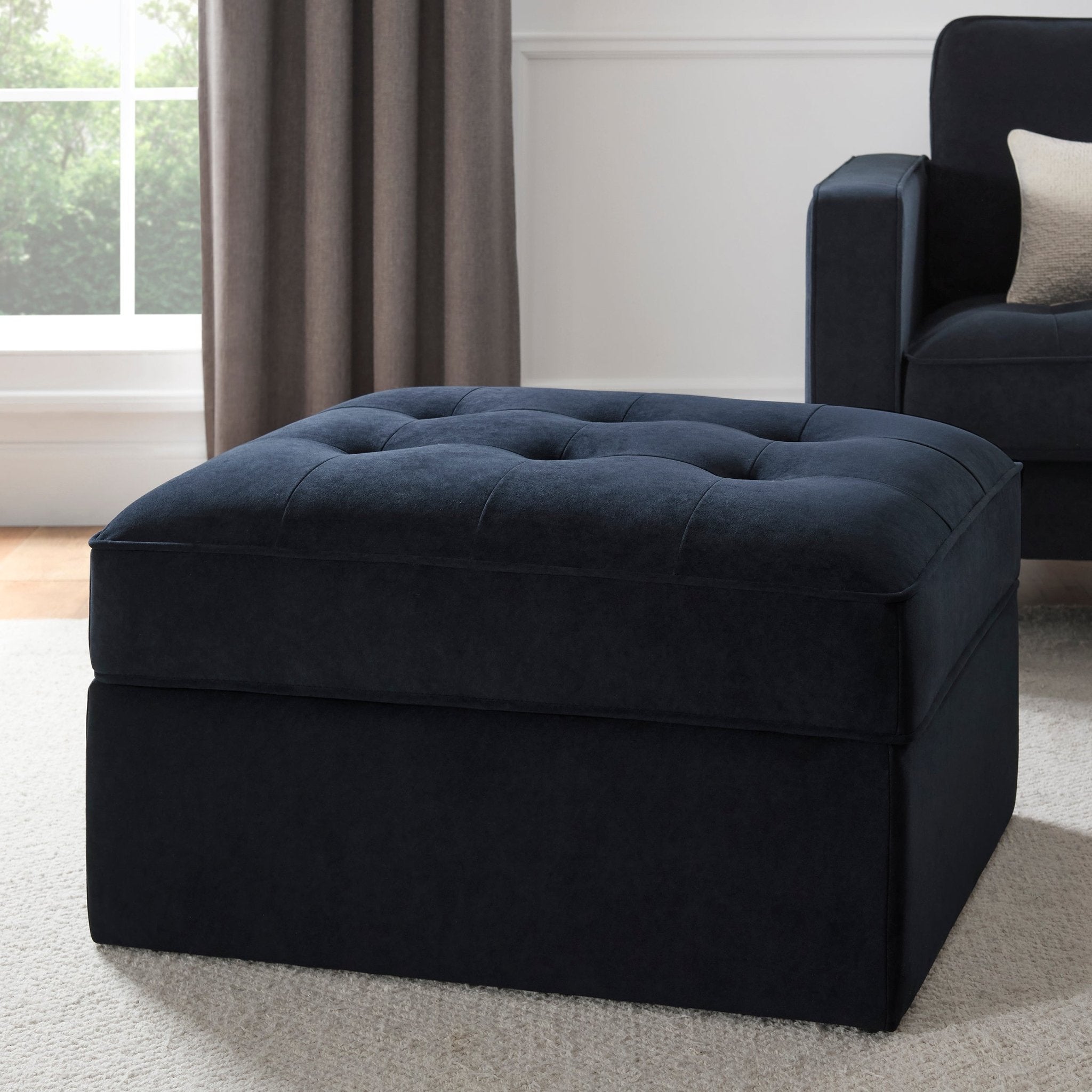 Dusklia - Sloane Ottoman Storage Pouffe- Midnight