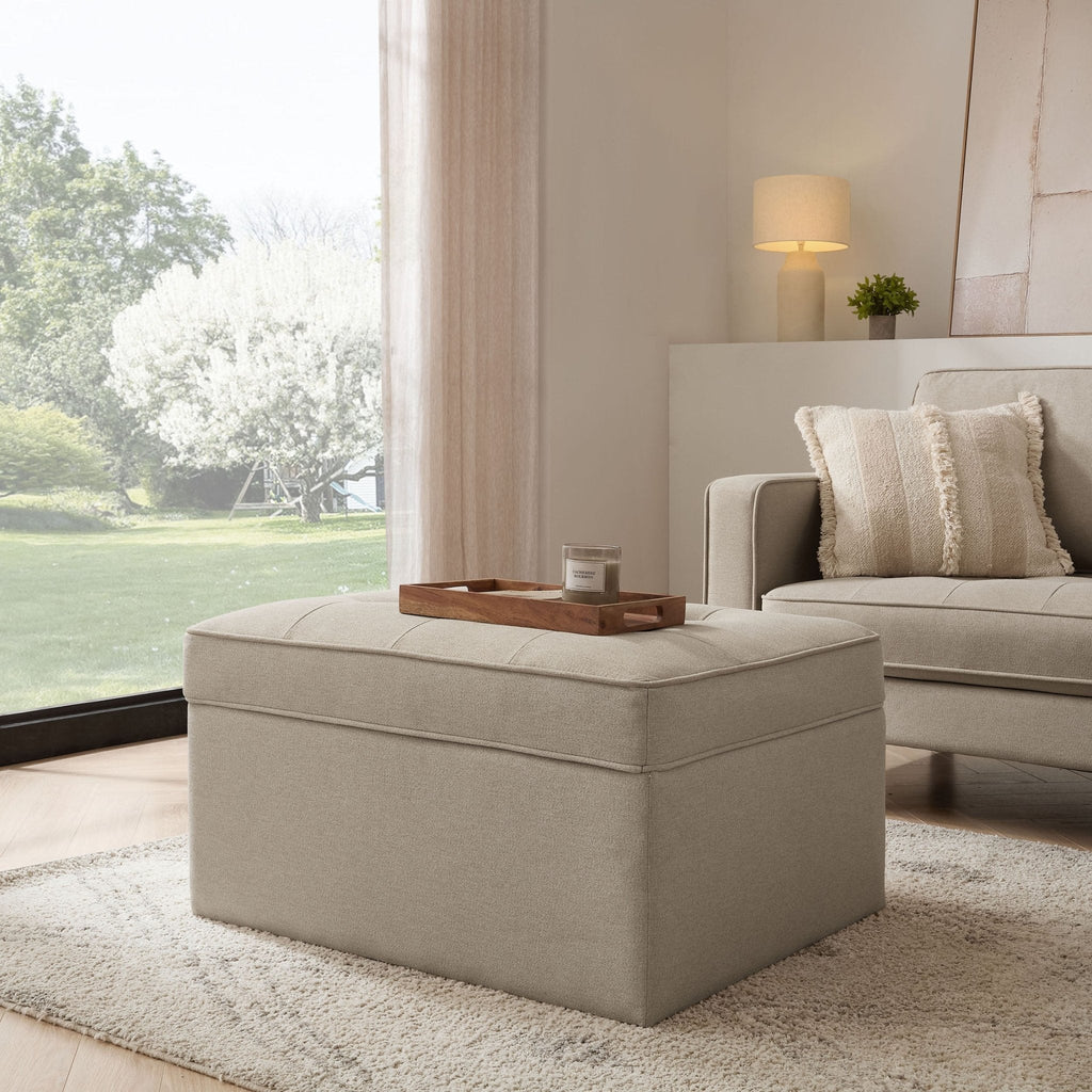 Dusklia - Sloane Ottoman Storage Pouffe - Oatmeal