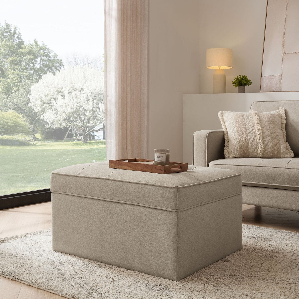 Dusklia - Sloane Ottoman Storage Pouffe - Oatmeal