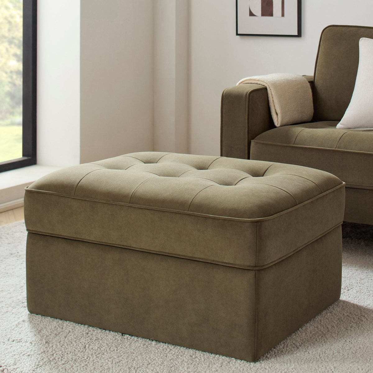 Dusklia - Sloane Ottoman Storage Pouffe - Olive