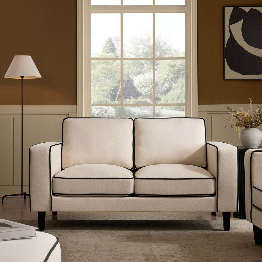 Dusklia - Soho 2 Seater Sofa - Cream Linen/Black