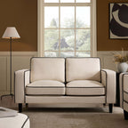 Dusklia - Soho 2 Seater Sofa - Cream Linen/Black