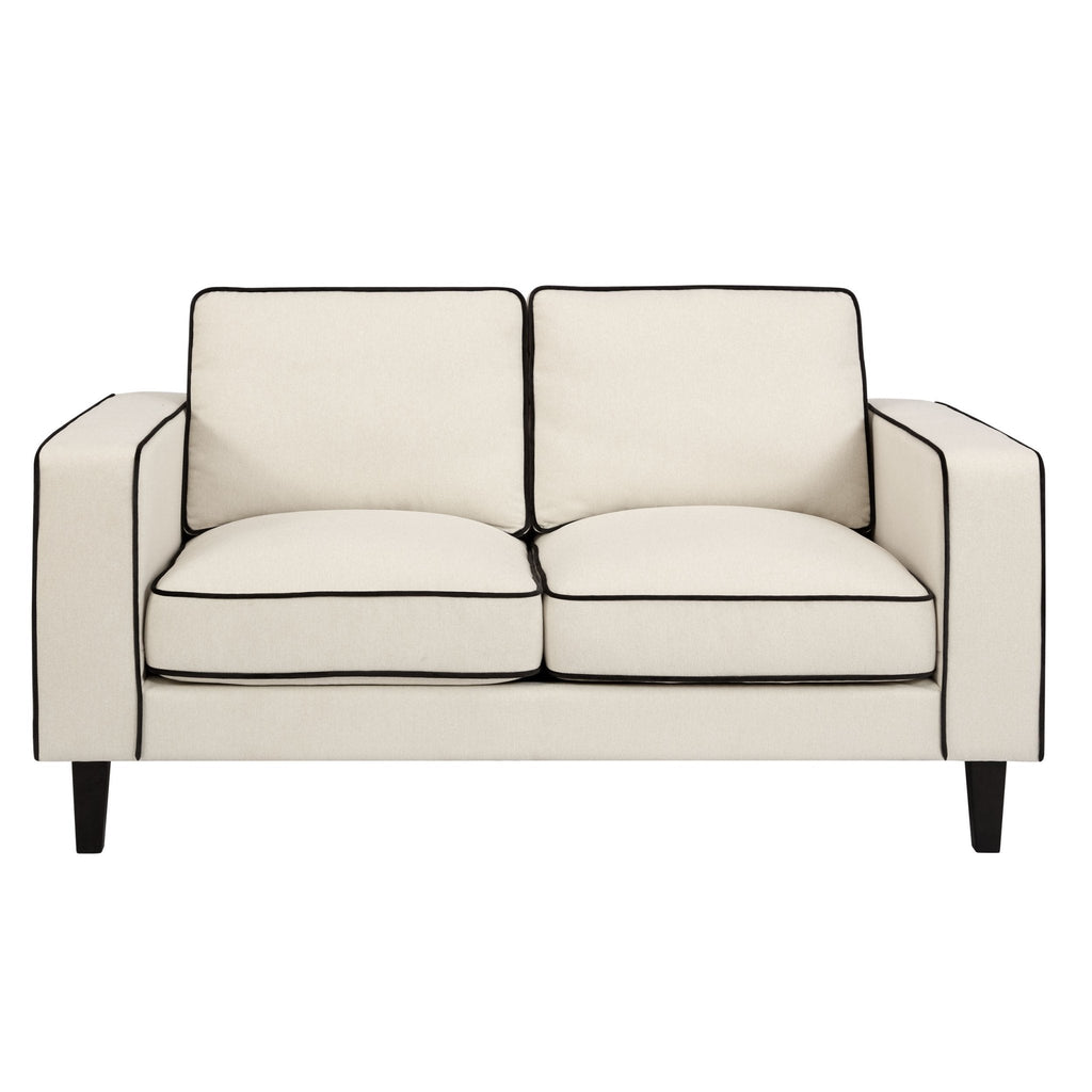 Dusklia - Soho 2 Seater Sofa - Cream Linen/Black