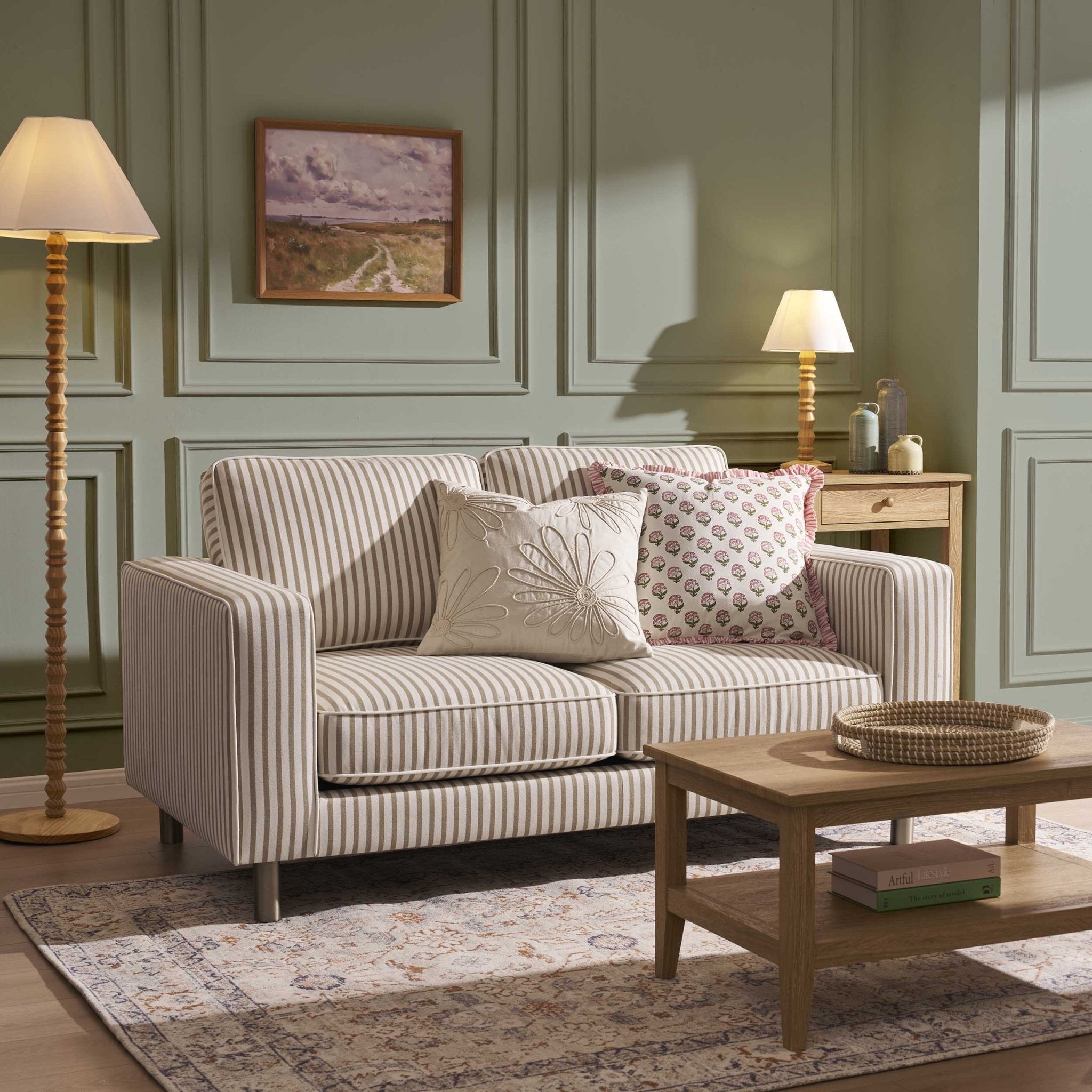 Dusklia - Soho 2 Seater Sofa - Sand Stripe
