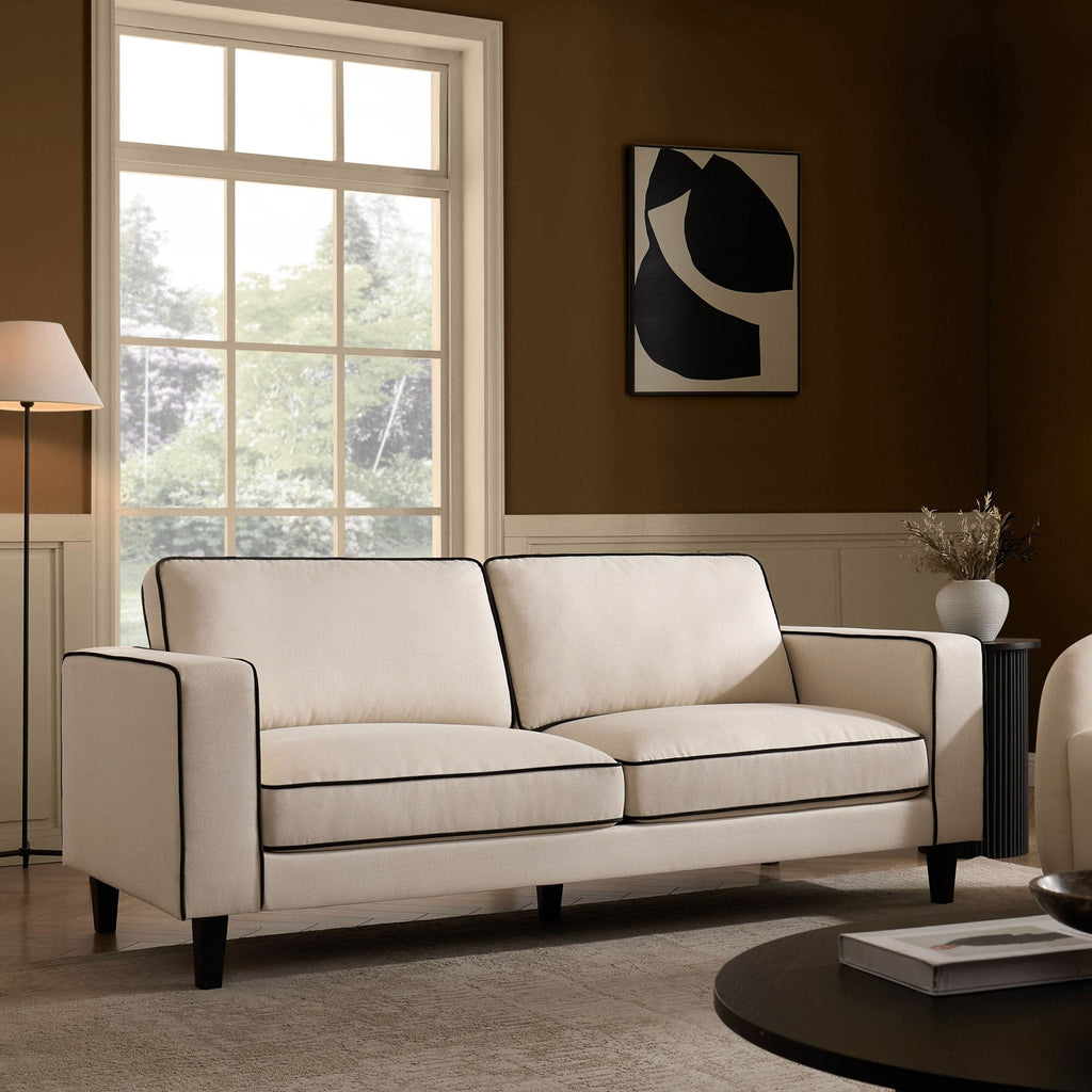 Dusklia - Soho 3 Seater Sofa - Cream Linen/Black
