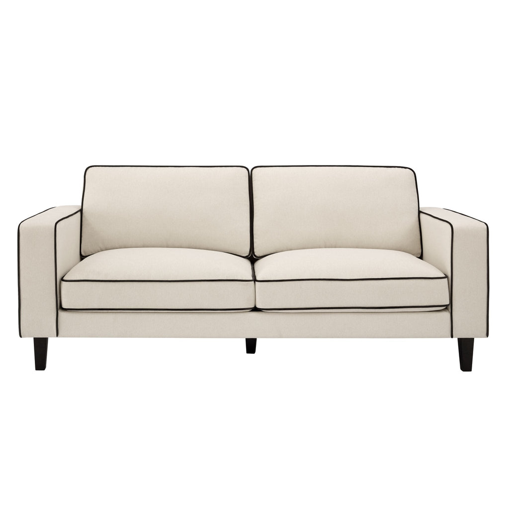 Dusklia - Soho 3 Seater Sofa - Cream Linen/Black