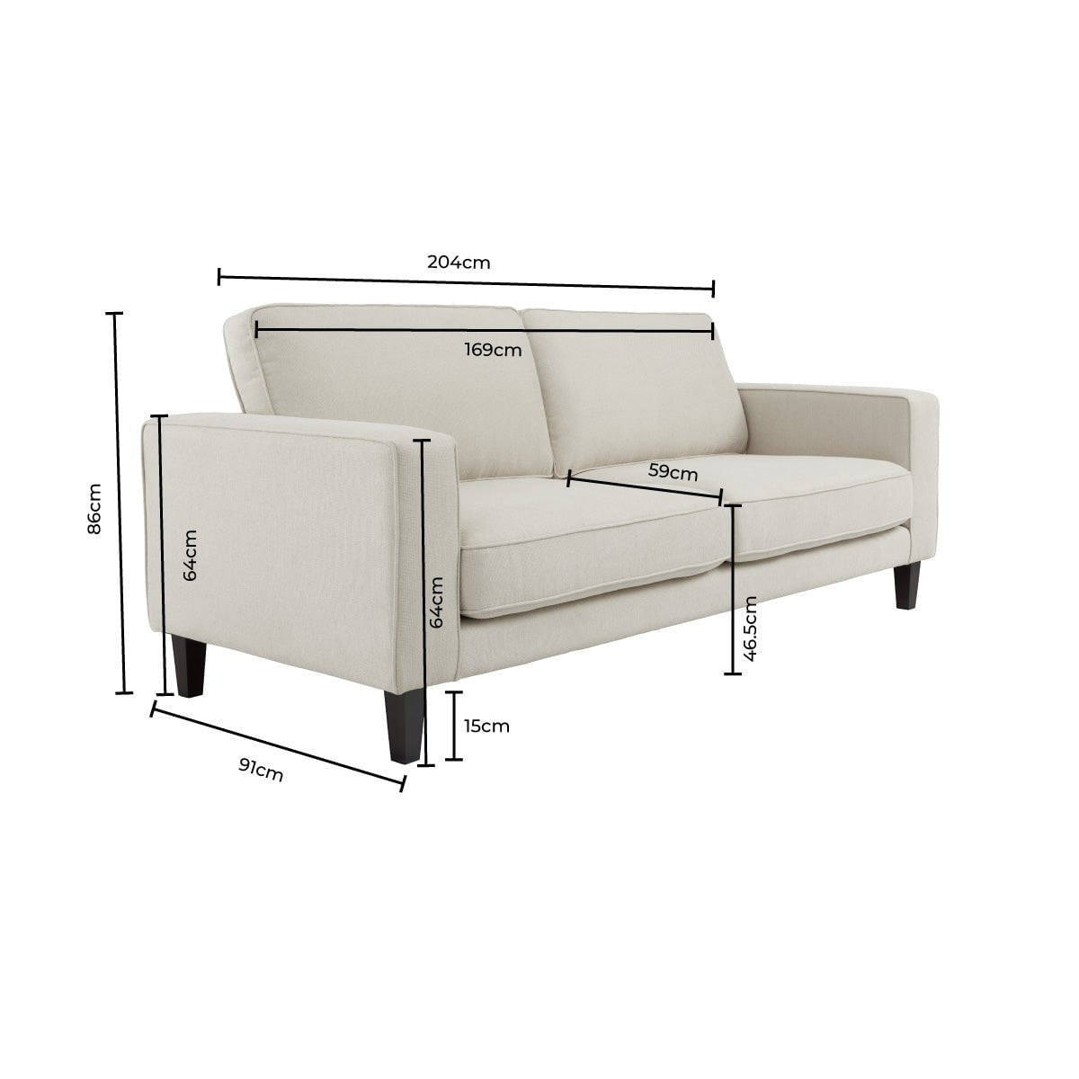 Dusklia - Soho 3 Seater Sofa - Chenille Olive