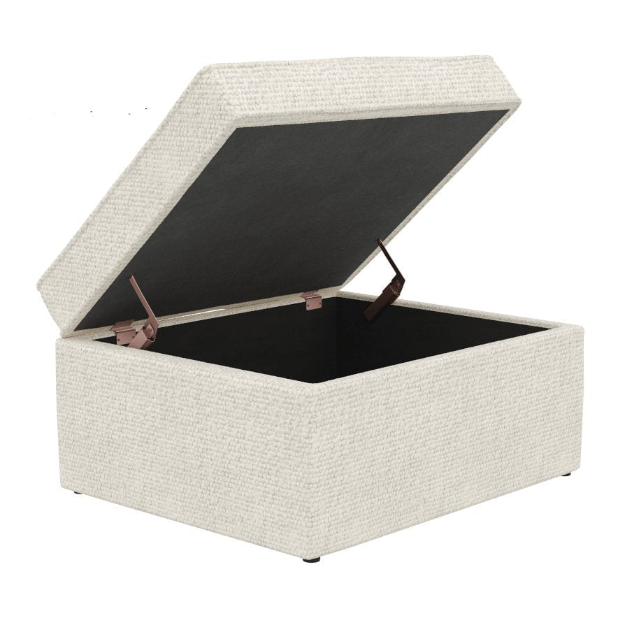Dusklia - Soho Bouclé Ottoman Storage Pouffe - Ivory
