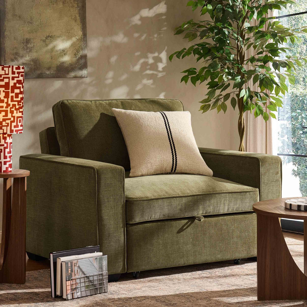 Dusklia - Soho Chair Bed - Chenille Olive