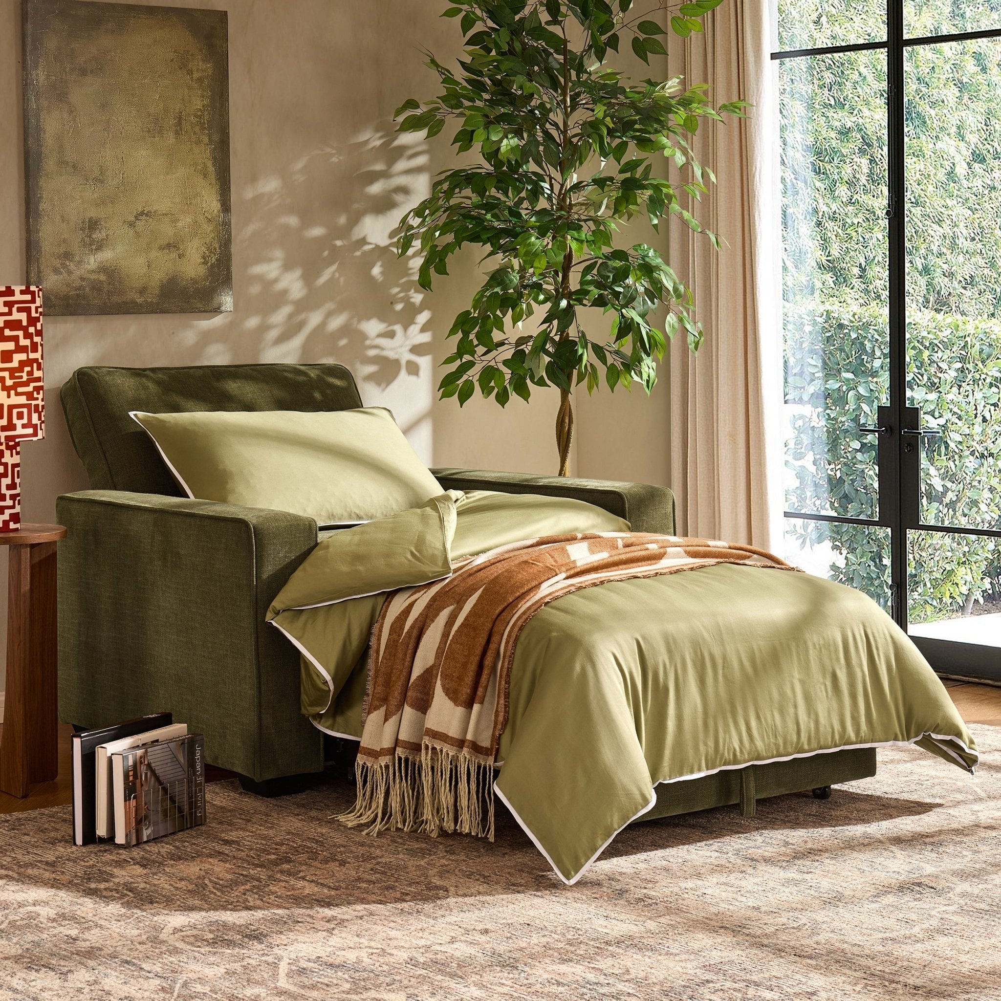 Dusklia - Soho Chair Bed - Chenille Olive