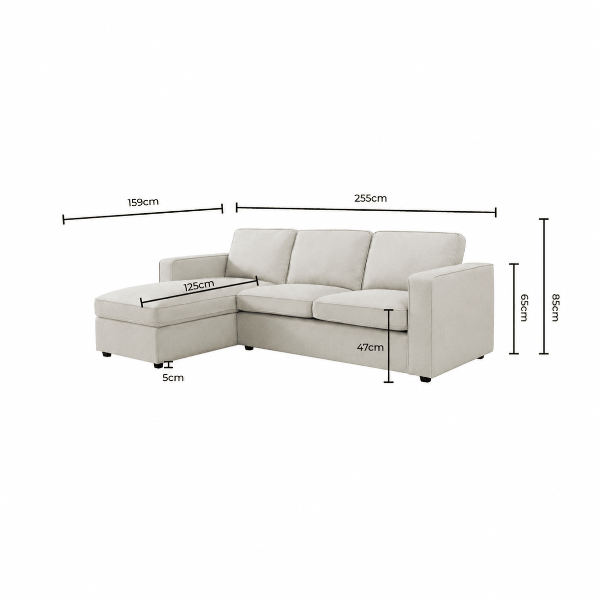 Dusklia - Soho Left Hand Storage Chaise Sofa - Grey