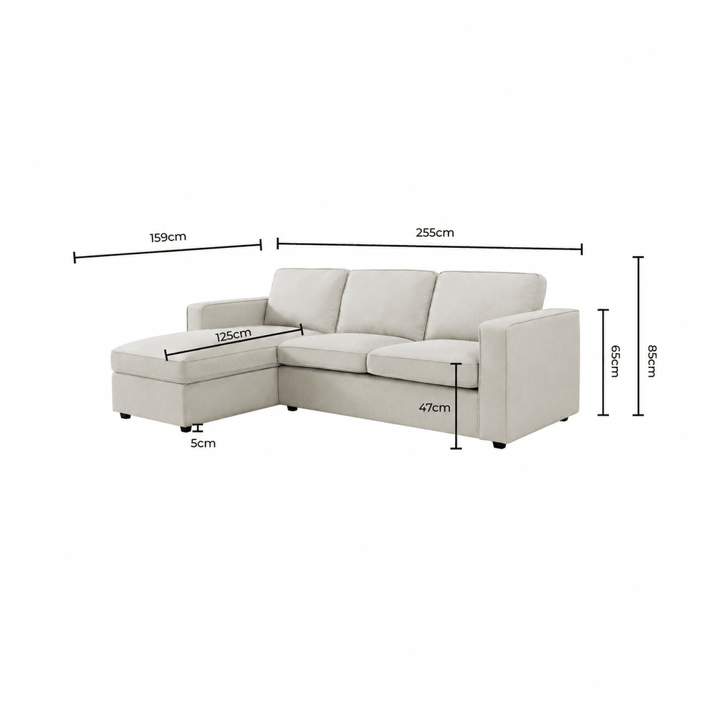 Dusklia - Soho Left Hand Storage Chaise Sofa - Beige