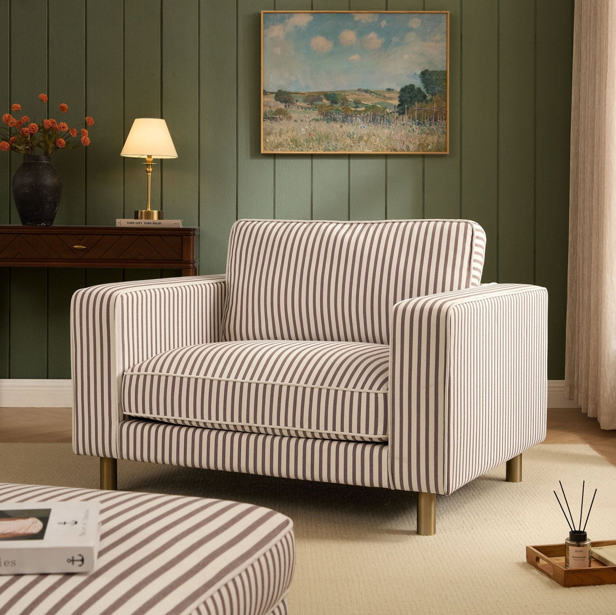 Dusklia - Soho Loveseat - Chocolate Stripe