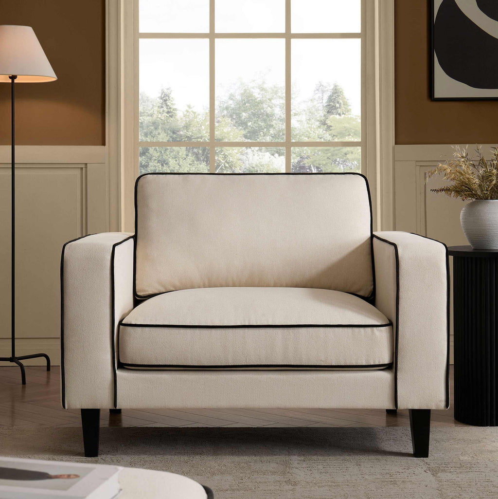 Dusklia - Soho Loveseat - Cream Linen/Black