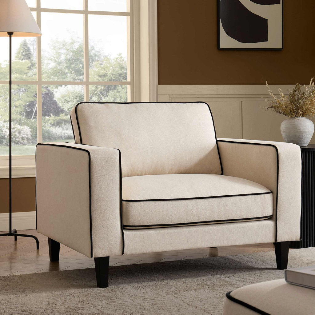 Dusklia - Soho Loveseat - Cream Linen/Black