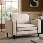 Dusklia - Soho Loveseat - Cream Linen/Black