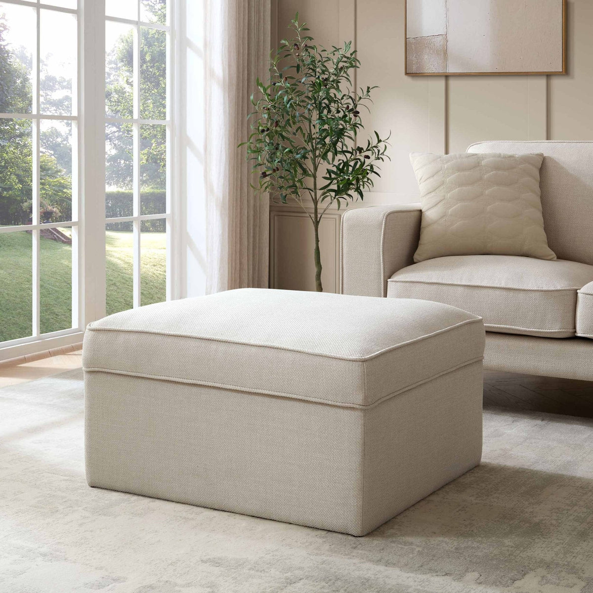 Dusklia - Soho Ottoman Storage Pouffe - Beige