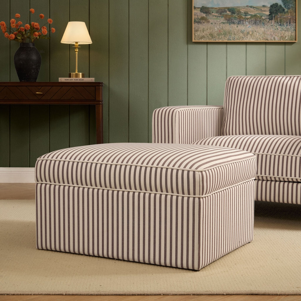 Dusklia - Soho Ottoman Storage Pouffe -  Chocolate Stripe