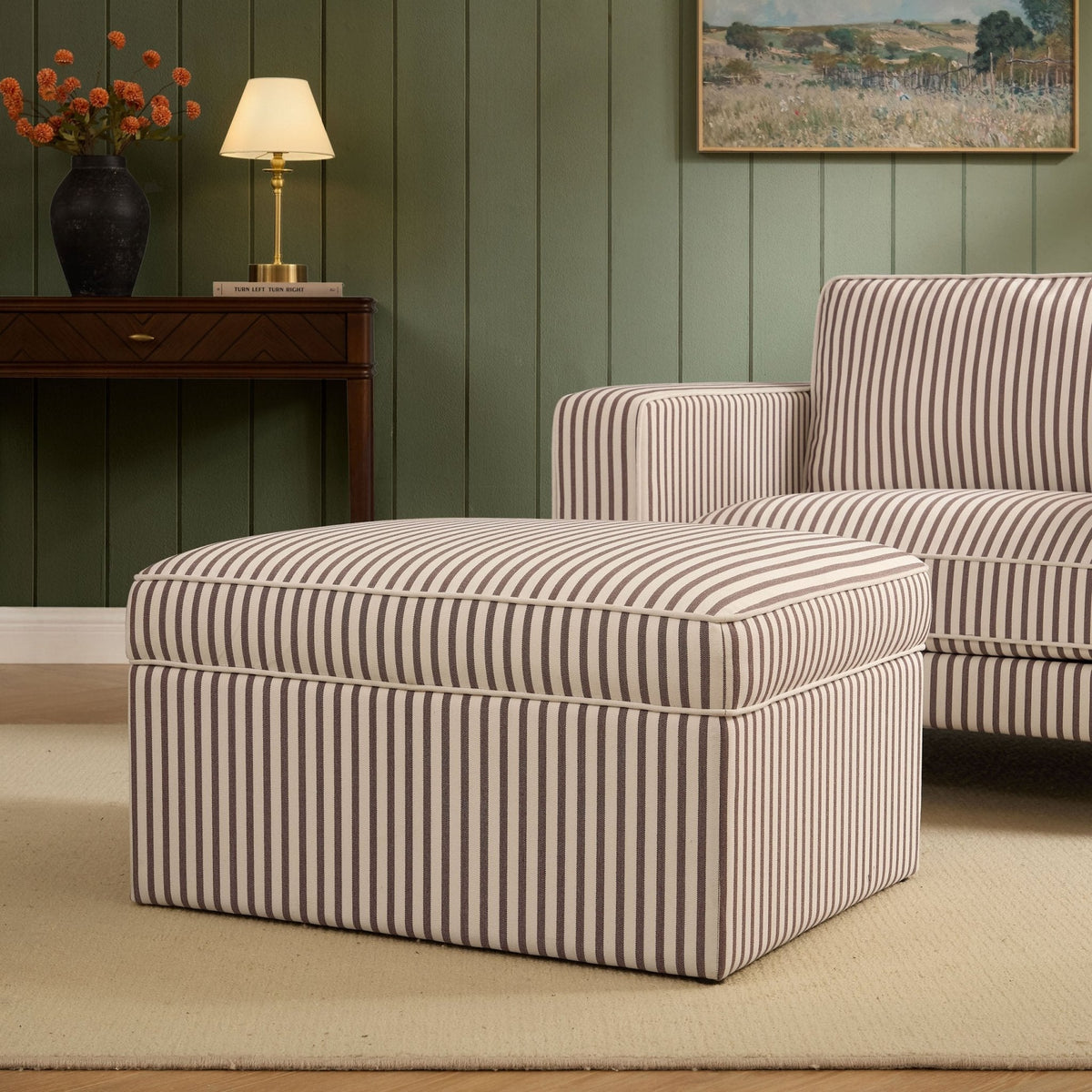 Dusklia - Soho Ottoman Storage Pouffe -  Chocolate Stripe