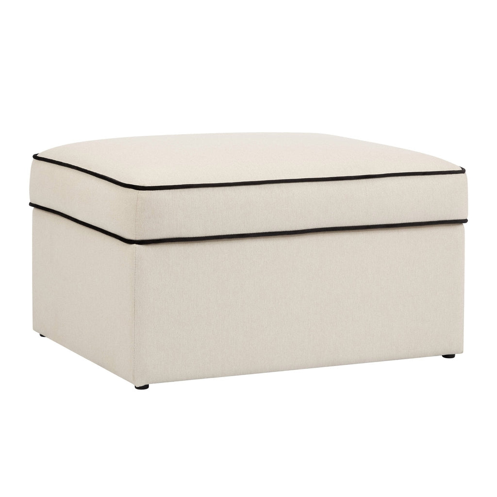 Dusklia - Soho Ottoman Storage Pouffe - Cream Linen/Black