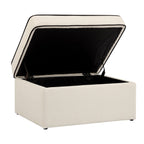 Dusklia - Soho Ottoman Storage Pouffe - Cream Linen/Black