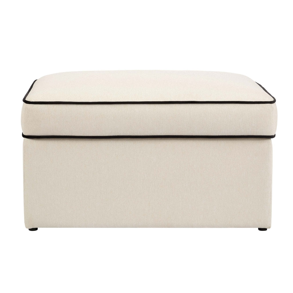 Dusklia - Soho Ottoman Storage Pouffe - Cream Linen/Black