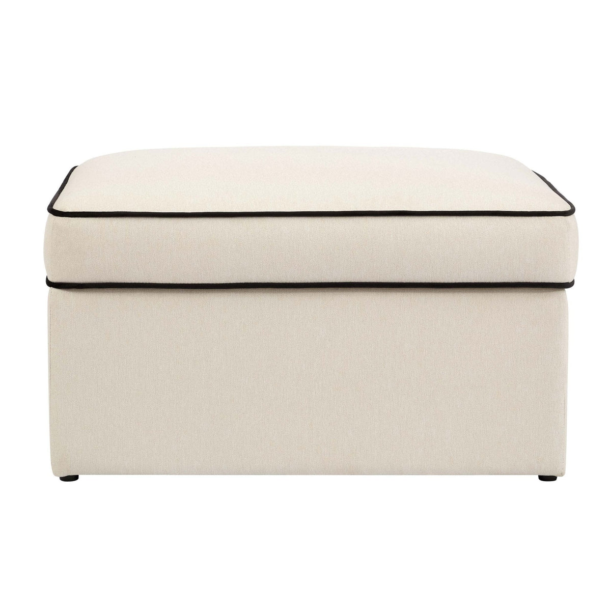 Dusklia - Soho Ottoman Storage Pouffe - Cream Linen/Black