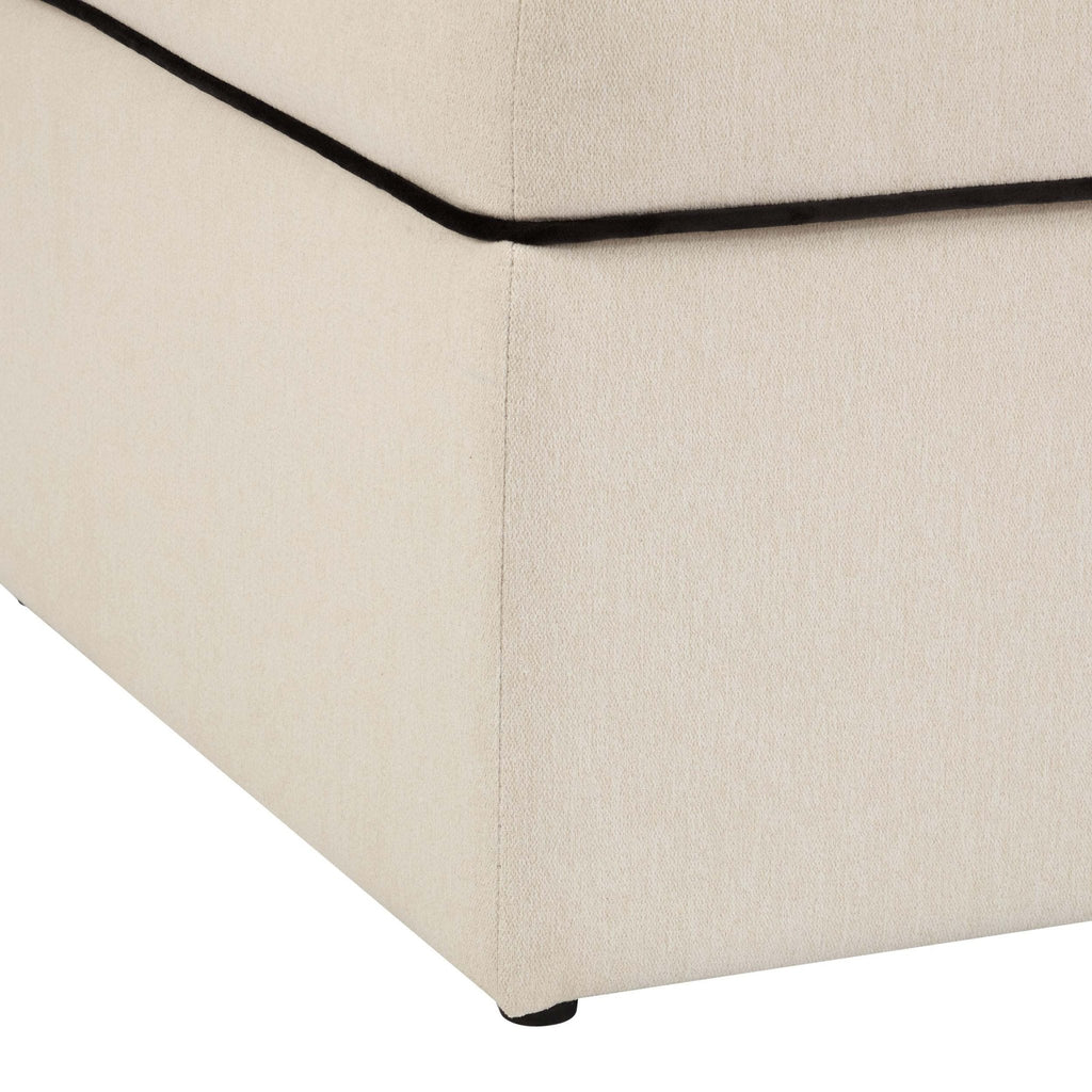 Dusklia - Soho Ottoman Storage Pouffe - Cream Linen/Black