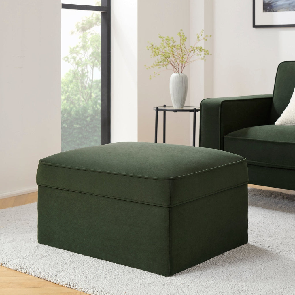 Dusklia - Soho Ottoman Storage Pouffe - Dark Olive