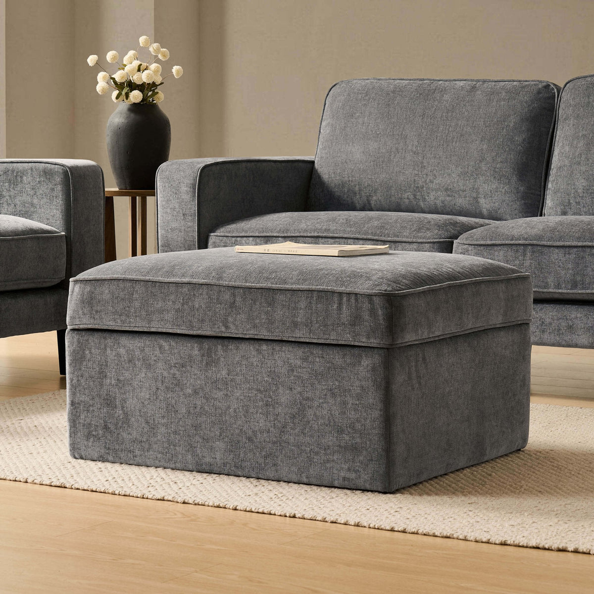 Dusklia - Soho Ottoman Storage Pouffe - Grey