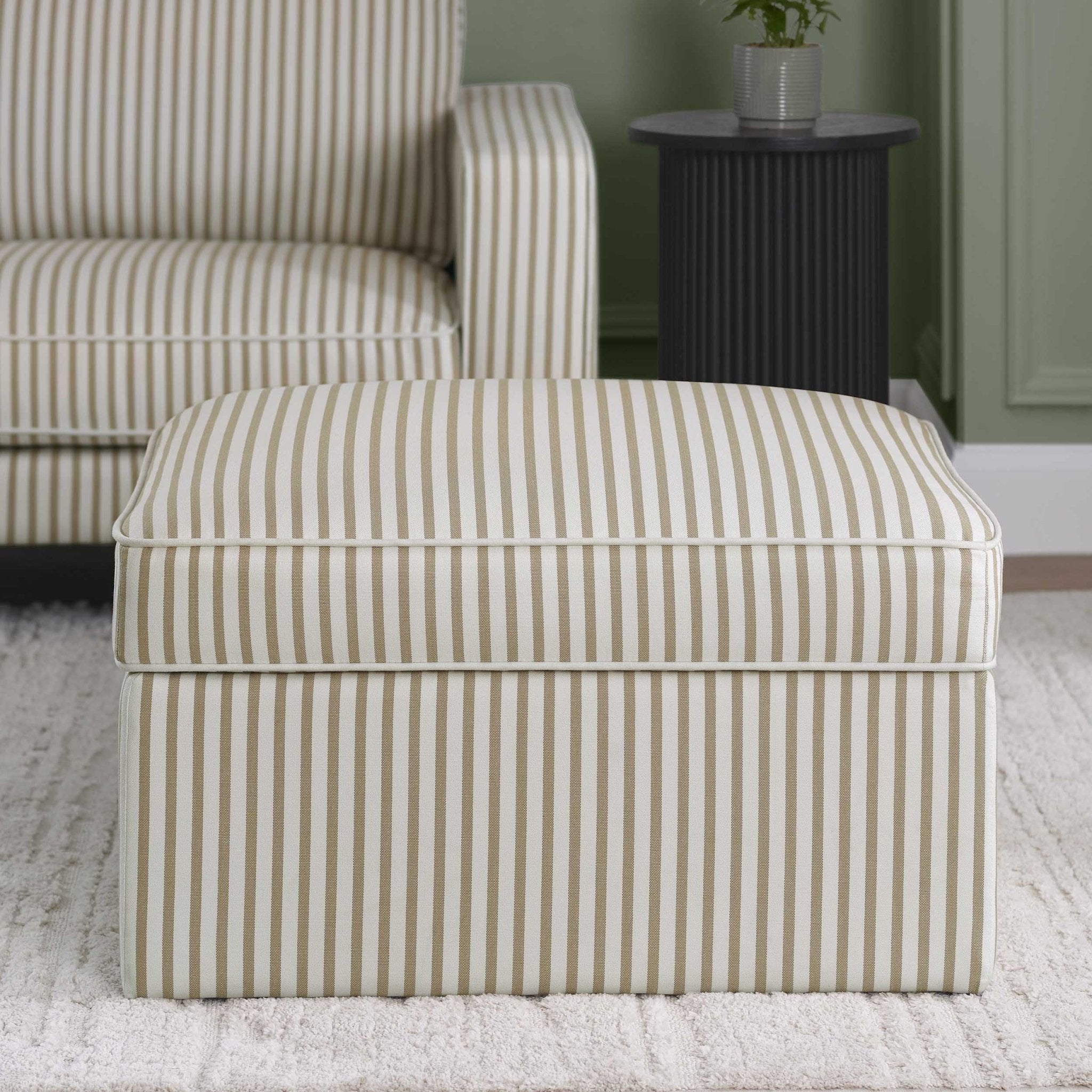 Dusklia - Soho Ottoman Storage Pouffe - Sand Stripe