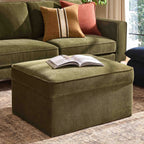 Dusklia - Soho Ottoman Storage Pouffe - Chenille Olive