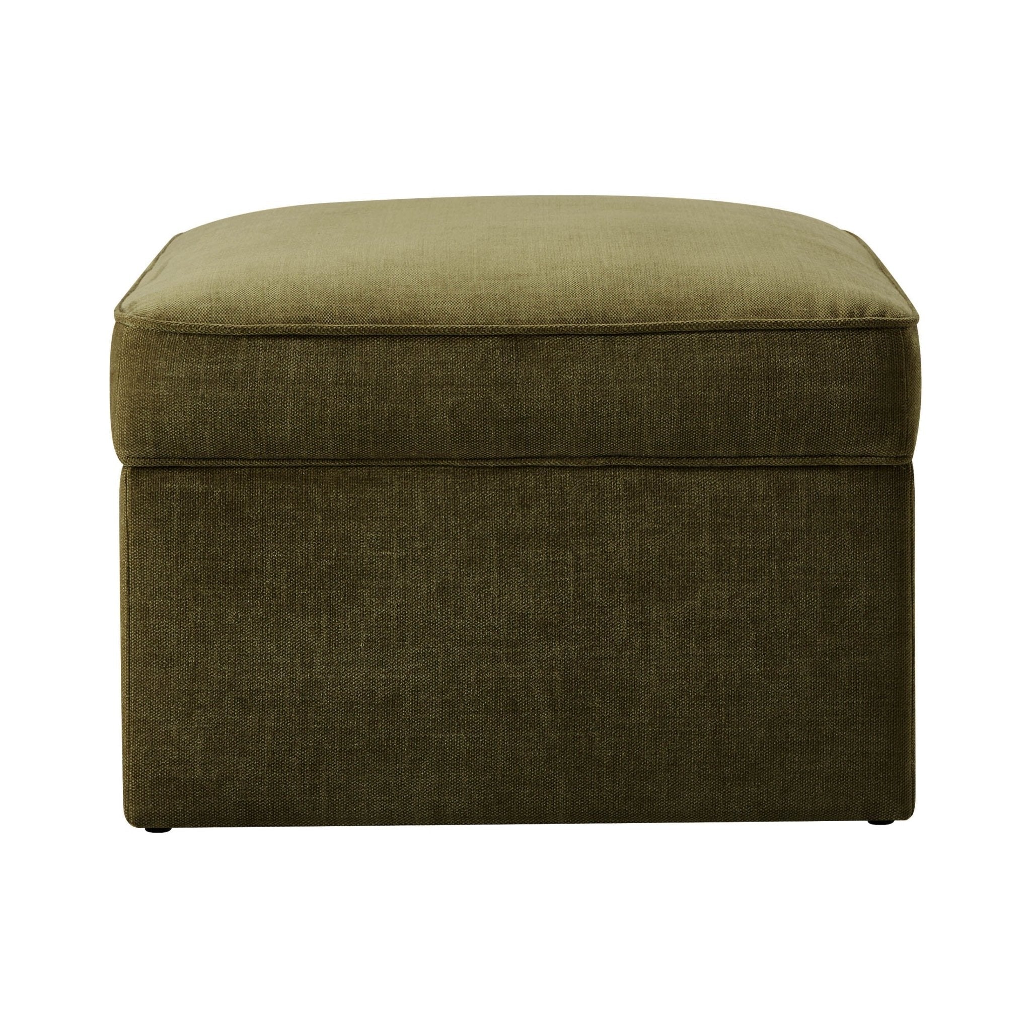 Dusklia - Soho Ottoman Storage Pouffe - Chenille Olive