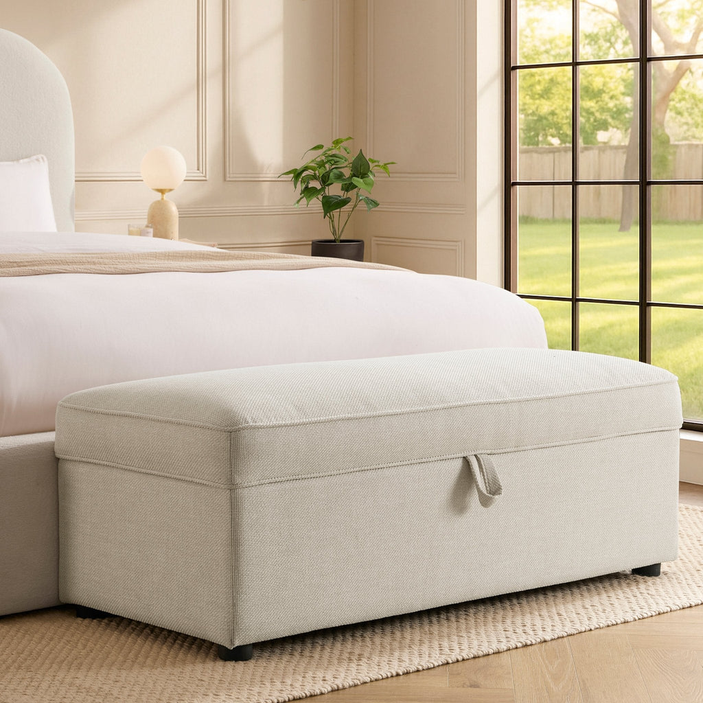 Dusklia - Soho Rectangle Ottoman Storage - Beige