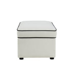 Dusklia - Soho Rectangle Ottoman Storage - Cream Linen/Black
