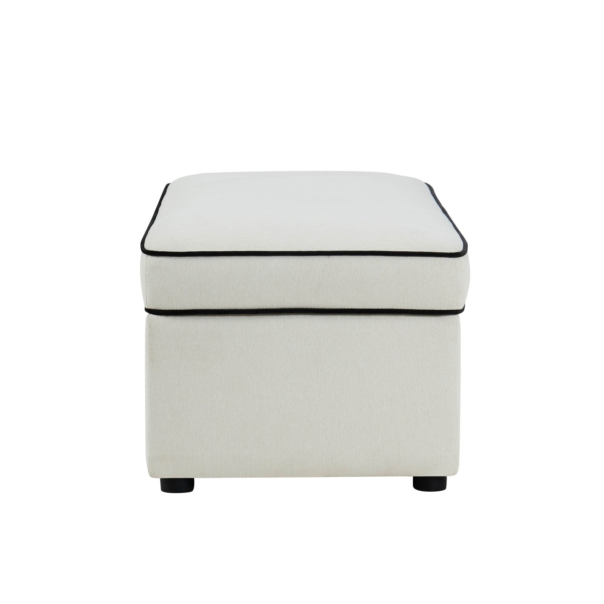Dusklia - Soho Rectangle Ottoman Storage - Cream Linen/Black