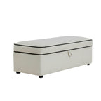 Dusklia - Soho Rectangle Ottoman Storage - Cream Linen/Black