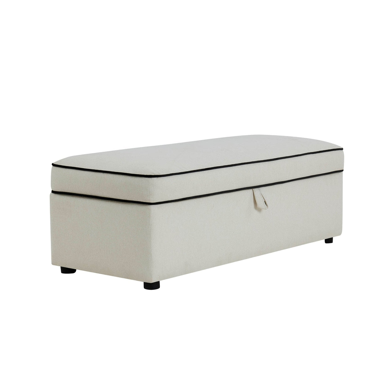 Dusklia - Soho Rectangle Ottoman Storage - Cream Linen/Black
