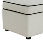 Dusklia - Soho Rectangle Ottoman Storage - Cream Linen/Black