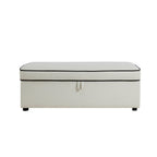 Dusklia - Soho Rectangle Ottoman Storage - Cream Linen/Black