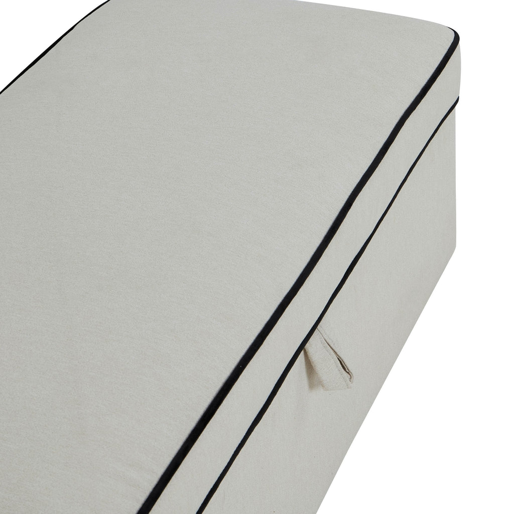 Dusklia - Soho Rectangle Ottoman Storage - Cream Linen/Black