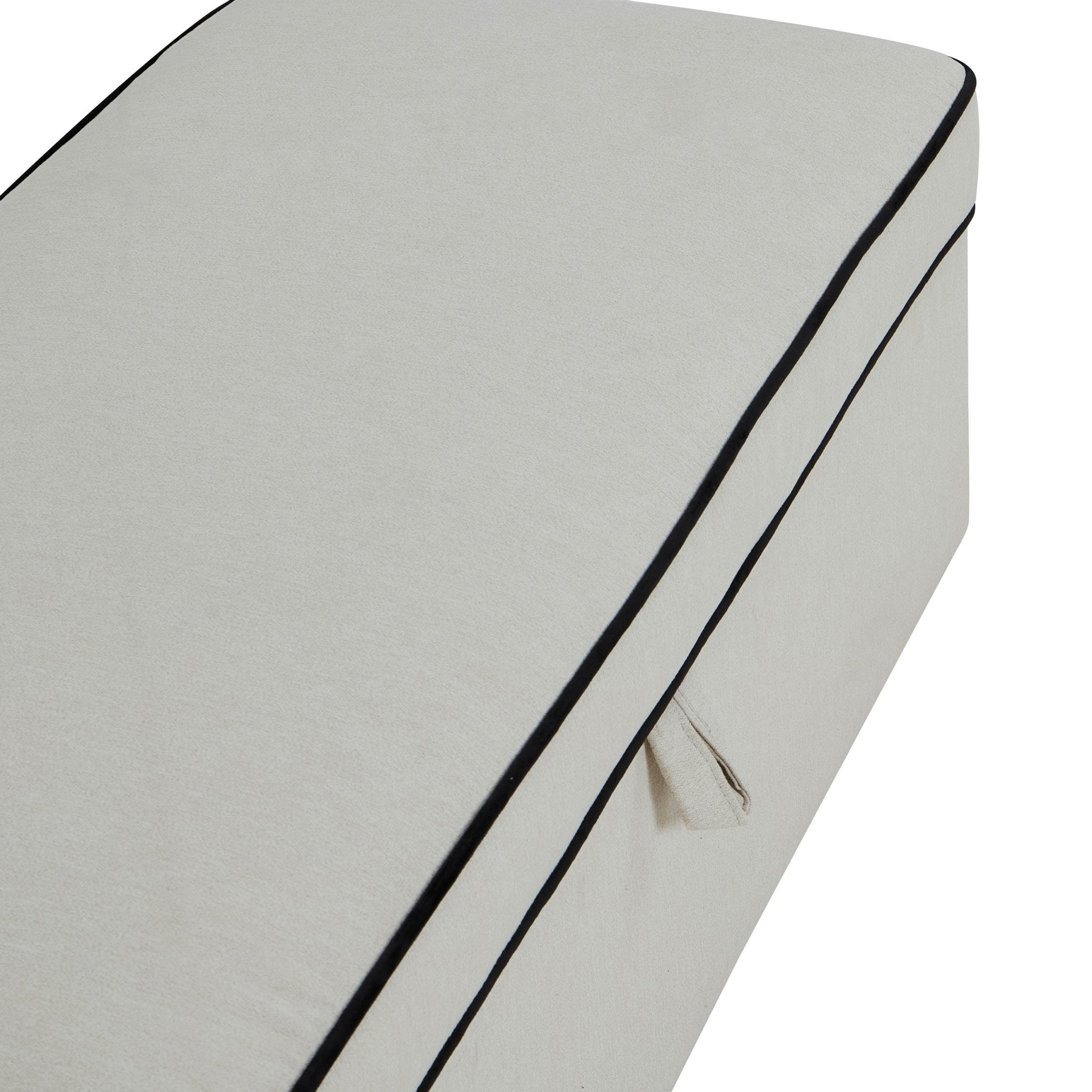 Dusklia - Soho Rectangle Ottoman Storage - Cream Linen/Black