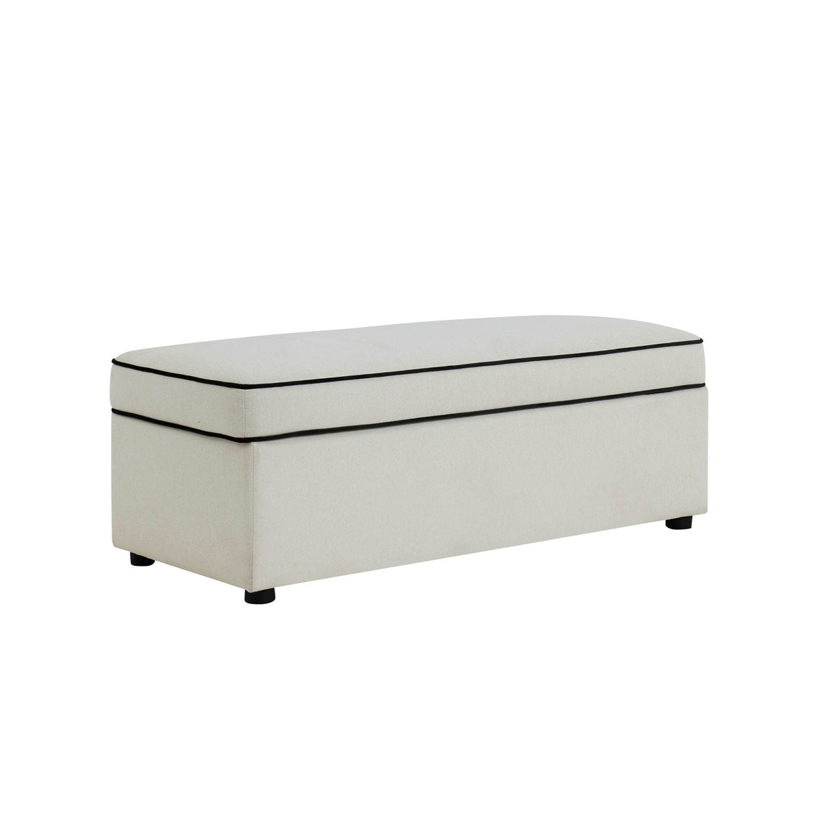 Dusklia - Soho Rectangle Ottoman Storage - Cream Linen/Black